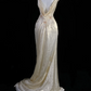 Apricot V-neck Fitted Waist Sexy Long Prom Evening Gown gh7176