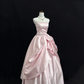 Blush Pink Satin Strapless Cinched Waist Voluminous Luxury Skirt Romantic Dress, Wedding Gown gh7910