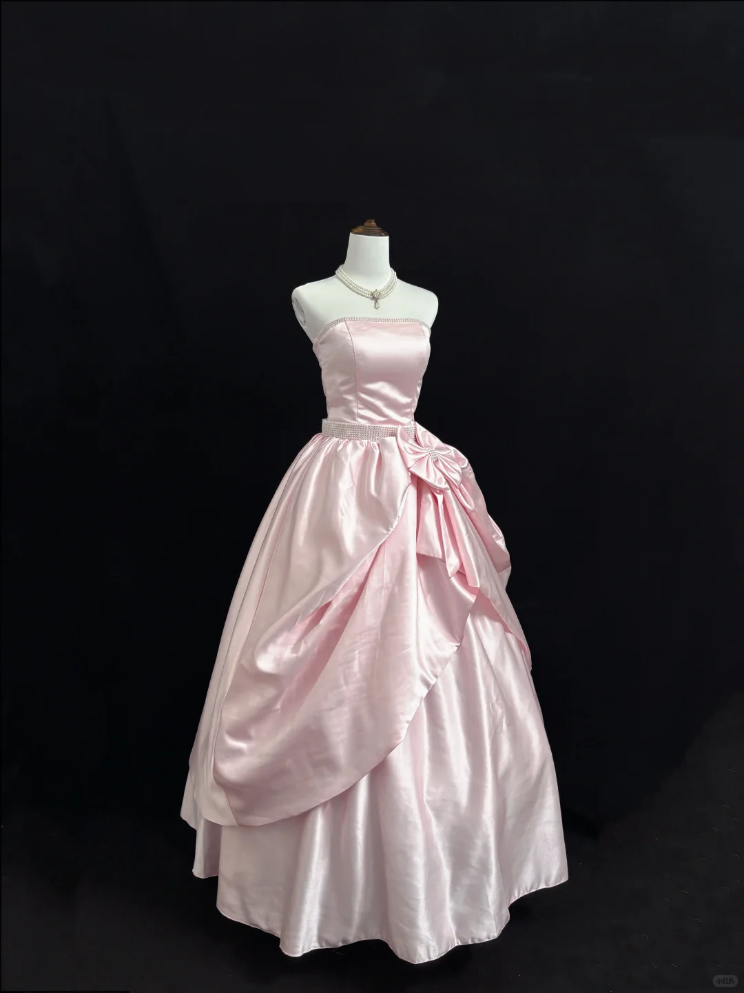 Blush Pink Satin Strapless Cinched Waist Voluminous Luxury Skirt Romantic Dress, Wedding Gown gh7910