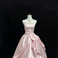 Blush Pink Satin Strapless Cinched Waist Voluminous Luxury Skirt Romantic Dress, Wedding Gown gh7910