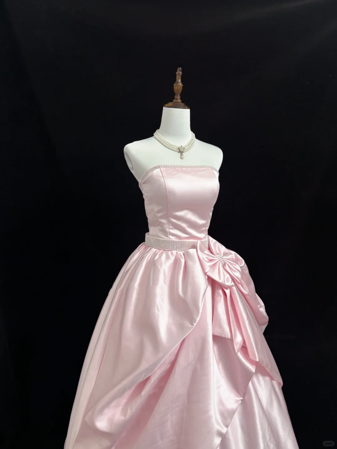 Blush Pink Satin Strapless Cinched Waist Voluminous Luxury Skirt Romantic Dress, Wedding Gown gh7910