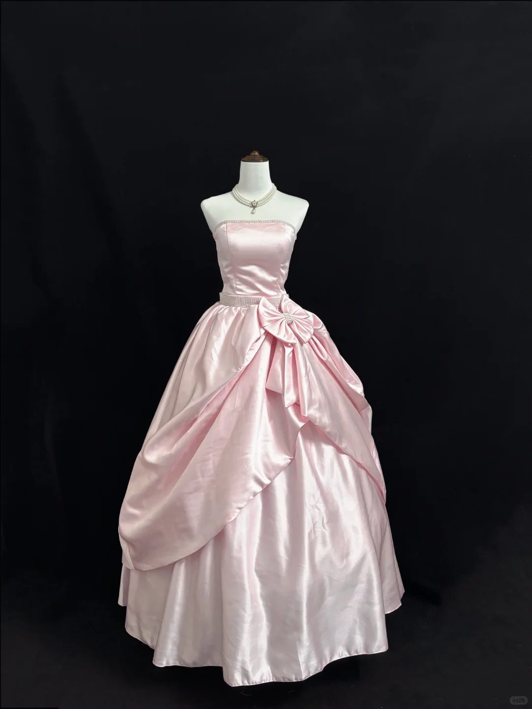 Blush Pink Satin Strapless Cinched Waist Voluminous Luxury Skirt Romantic Dress, Wedding Gown gh7910