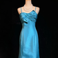 ✨Girlhomeshops-Lake Blue Spaghetti Strap Satin Mermaid Gown 3D Bow gh10140