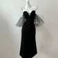 Schwarzes, modisches, elegantes, kurzärmliges Midi-Lang-Satin-Heimkehrkleid, Ballkleid, Abendkleid, Partykleid, Ballkleid gh4039