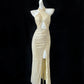 Elegantes langes Ballkleid mit goldenen Pailletten, Abendkleid, Partykleid, gh4477