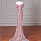 ✨Girlhomeshops - Robe de soirée longue en satin rose à coupe sirène, coupe ajustée, pour fête d'anniversaire, gh4990