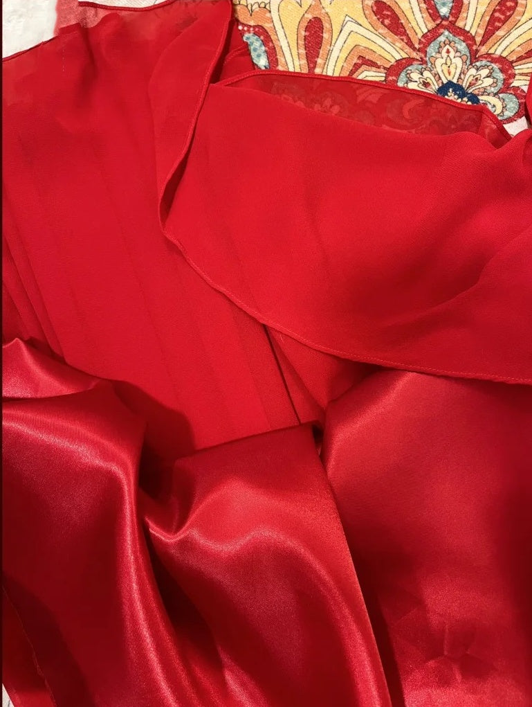Robe de soirée longue en satin et tulle à fleurs rouges, robe de bal, robe de fête d'anniversaire, gh4414