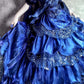 Une magnifique robe de bal longue en tulle bleu scintillant gh6848