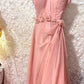 Pink floral long chiffon ball gown party gown graduation gown gh4505