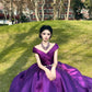 Langes, violettes Satin-Ballkleid gh6902