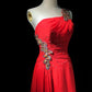 girlhomeshops-Glamorous Shiny Red Crystal One Shoulder Prom Dress gh5849