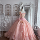 Light Pink Spaghetti Straps Waist-Cinched Voluminous Skirt Princess Prom Gown, Evening Gown & Bridal Wedding Gown gh7347