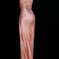 Light Pink Spaghetti Strap Fitted Waist Slim Satin Prom Dress, Evening Party Gown gh7312