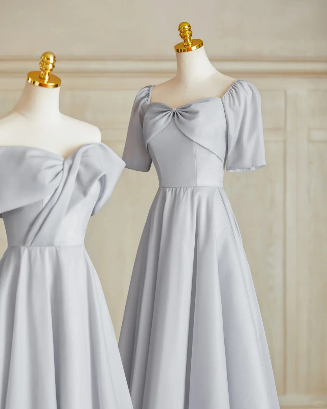 Silbergrau Elegante Mode Lange Satin Ballkleid Abendkleid Partykleid Brautjungfernkleider Ballkleid gh3997