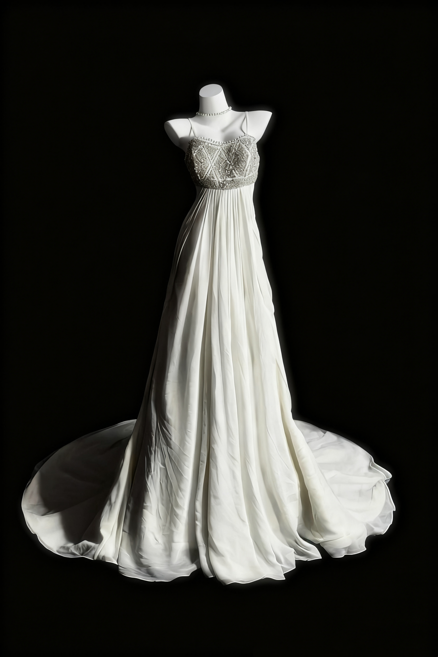 girlhomeshops – Weißes, zart besticktes, langes Tüll-Hochzeitskleid gh6286