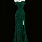 Robe de soirée bordeaux brillante à paillettes et queue de poisson gh4363