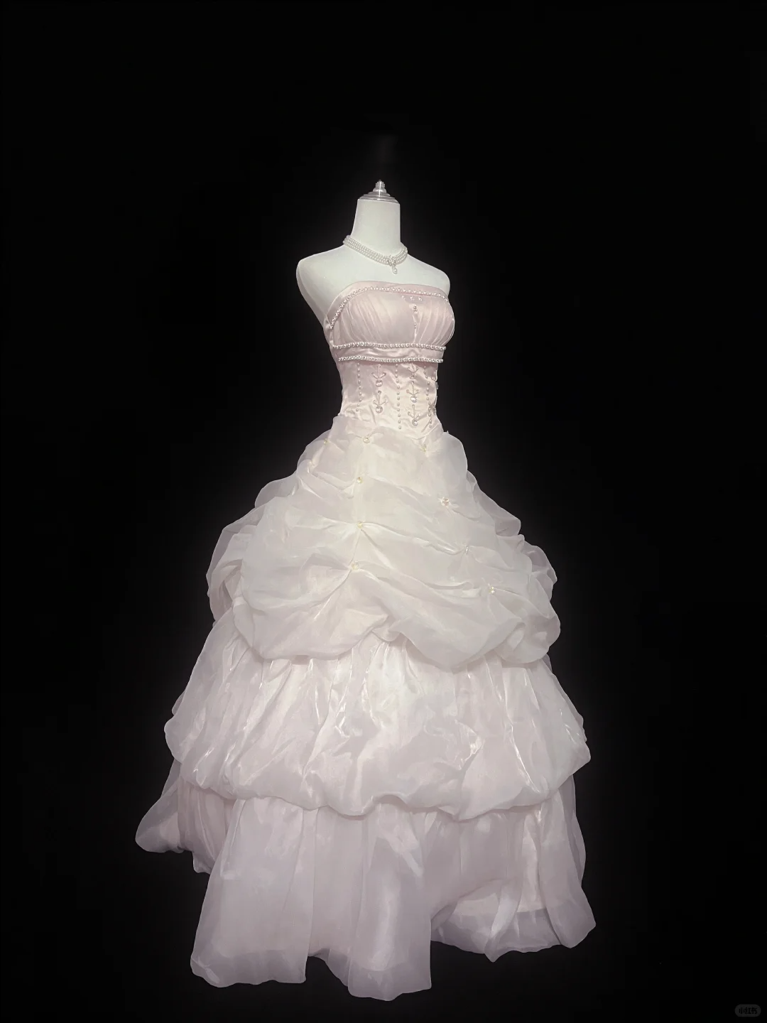 Blush Pink Strapless Cinched Waist Voluminous Princess Skirt Romantic Dress, Wedding Gown gh8051