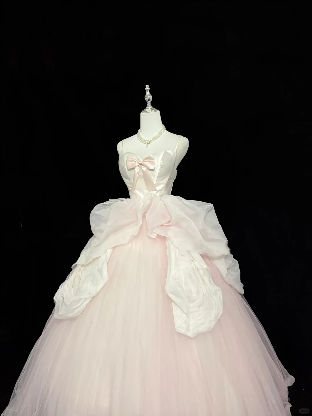 Blush Pink Spaghetti Straps Cinched Waist Voluminous Princess Skirt Long Romantic Dress, Wedding Gown gh7832