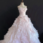 Blush Pink Strapless Long Fairy Romantic Gown With Floral Appliqués, Cinched Waist And Voluminous Princess Skirt, Wedding Dress & Bridal Gown gh8266