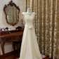 Off-White Lace Waist-Cinched Fitted A-Line Long Prom Gown, Evening Formal Dress gh7236