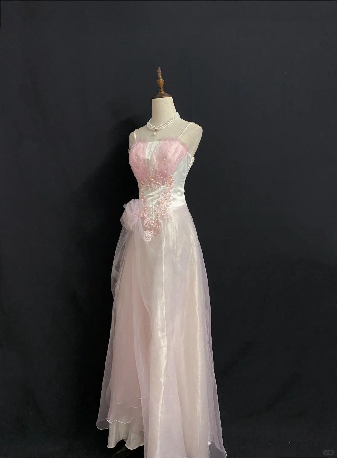 Blush Pink Spaghetti Strap Long Elegant Romantic Wedding Dress, Fitted Waist & Slim Fit gh8316