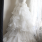Retro Long Tiered Skirt White Strapless Formal Evening Dress gh7120