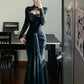 Robe de bal longue et élégante en dentelle exquise noire à manches longues, modèle gh6629