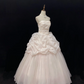 Blush Pink Strapless Romantic Gown With Rhinestones, Cinched Waist & Voluminous Princess Skirt, Wedding Dress & Bridal Gown gh8135