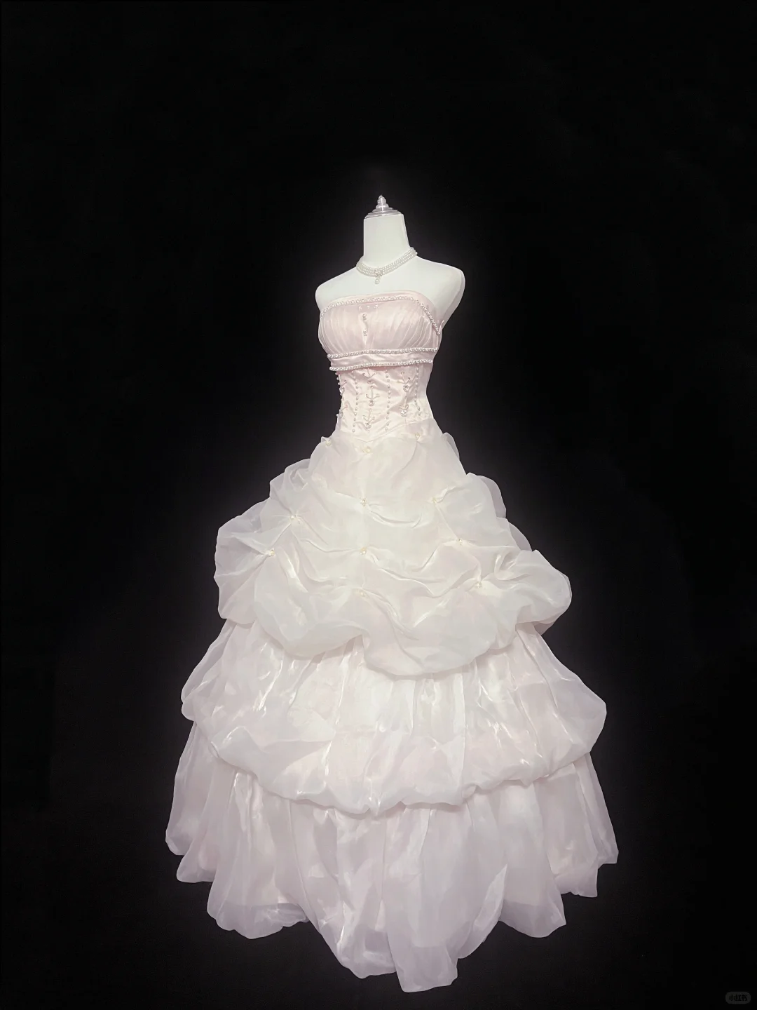 Blush Pink Strapless Cinched Waist Voluminous Princess Skirt Romantic Dress, Wedding Gown gh8051