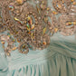 Blue beaded beautiful mermaid long chiffon ball gown evening dress party dress gh4441