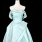 Minimalistisches, luxuriöses, eisblaues, trägerloses Ballkleid aus Satin mit 3D-Rüschen – perfekt für Dinnerpartys und Cocktailabende (gh6545)