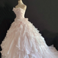 Blush Pink Strapless Long Fairy Romantic Gown With Floral Appliqués, Cinched Waist And Voluminous Princess Skirt, Wedding Dress & Bridal Gown gh8266
