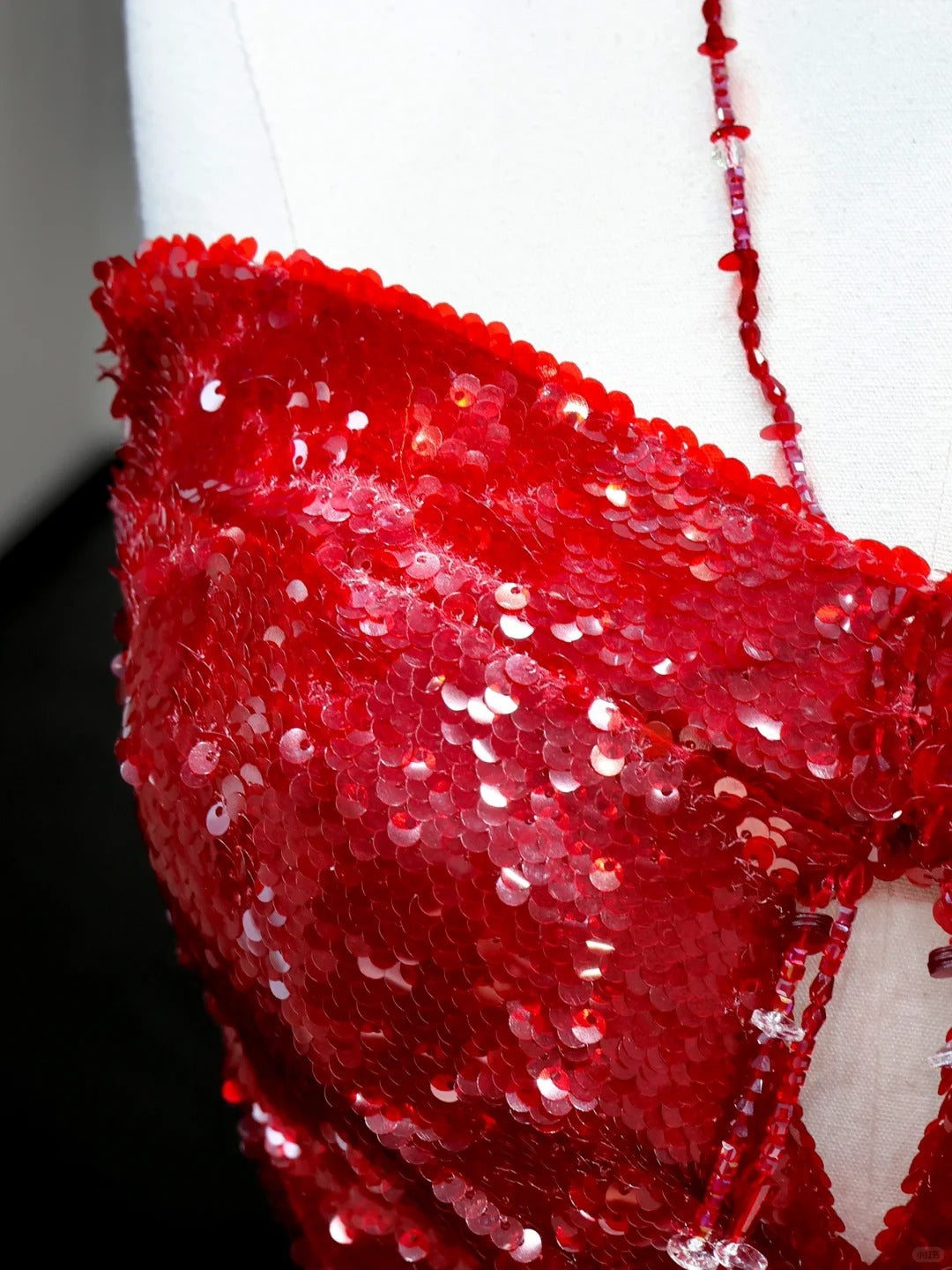 Girlhomeshops-Red sexy suspenders elegant long sequined prom dress evening dress party dress gh5123