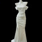 Gold Metallic/Hell Champagner/Weiß Modisches Langes Satin Ballkleid Abendkleid Partykleid gh4840
