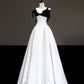 Girlhomeshops -Black elegant classic Hepburn style long satin prom dress evening dress party dress gh5121
