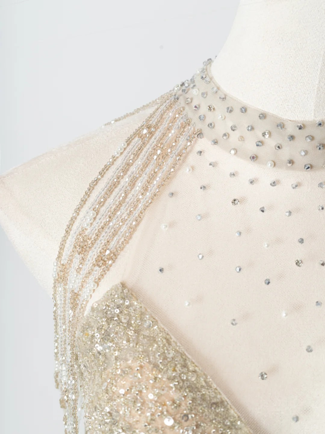 Robe de soirée longue en tulle, élégante et brillante, couleur champagne doré, gh4870