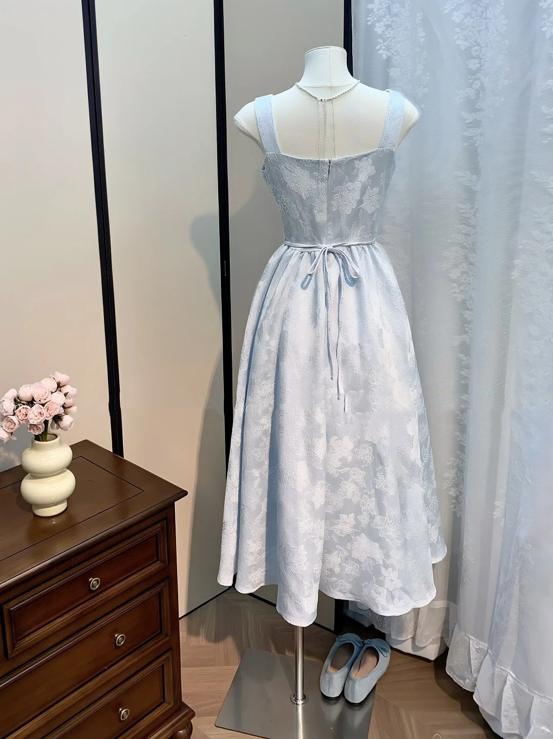 Hellblaues elegantes Heimkehrkleid für Mädchen, lang, Satin, Ballkleid, Abendkleid, Partykleid, Geburtstagskleid, Brautjungfernkleid, gh4544