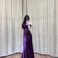 Lila Schöne Elegante Satin Lange Schlanke Bodenlangen Ballkleid Abendkleid Ballkleid gh4203