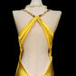 Robe de soirée élégante jaune à col en V et strass, longue sirène, jupe queue de poisson, en satin, longueur au sol, robe de bal, robe de soirée, gh3820