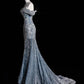 ✨💎Silberblau, luxuriös, Schwerindustrie, funkelnd, wunderschön, elegant, exquisite Perlenbesatz, atemberaubendes langes Meerjungfrauenkleid mit Pailletten, bodenlanges Schleppkleid, Ballkleid, Abendkleid, Hochzeitskleid, gh4114