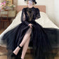 Dark Gothic Lace Tulle High Neck Long Sleeve Floor-length Ballgown Victorian Gothic Evening·Theme Party Dress gh6741