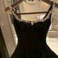 Girlhomeshops-Black short satin princess homecoming dress birthday party dress eighth grade dress gh5298