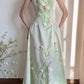 Girlhomeshops-🌷🌿Green tulip applique long satin floor-length Prom Dress evening dress gh5240