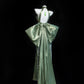 Grün Elegant Exquisite Perlen Pailletten Lange Satin Meerjungfrau Cheongsam Ballkleid Abendkleid Brautkleid Partykleid gh4132
