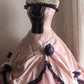 girlhomeshops-Sleeveless Pink - Blue Contrast Lace - decorated Puff dress, Retro Court - style Satin Floor - length Evening Dress gh5830