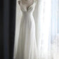 girlhomeshops-Sleeveless White Chiffon Mermaid Wedding Dress, Minimalist Elegant Slim - fitting Floor - length Wedding Gown gh5831
