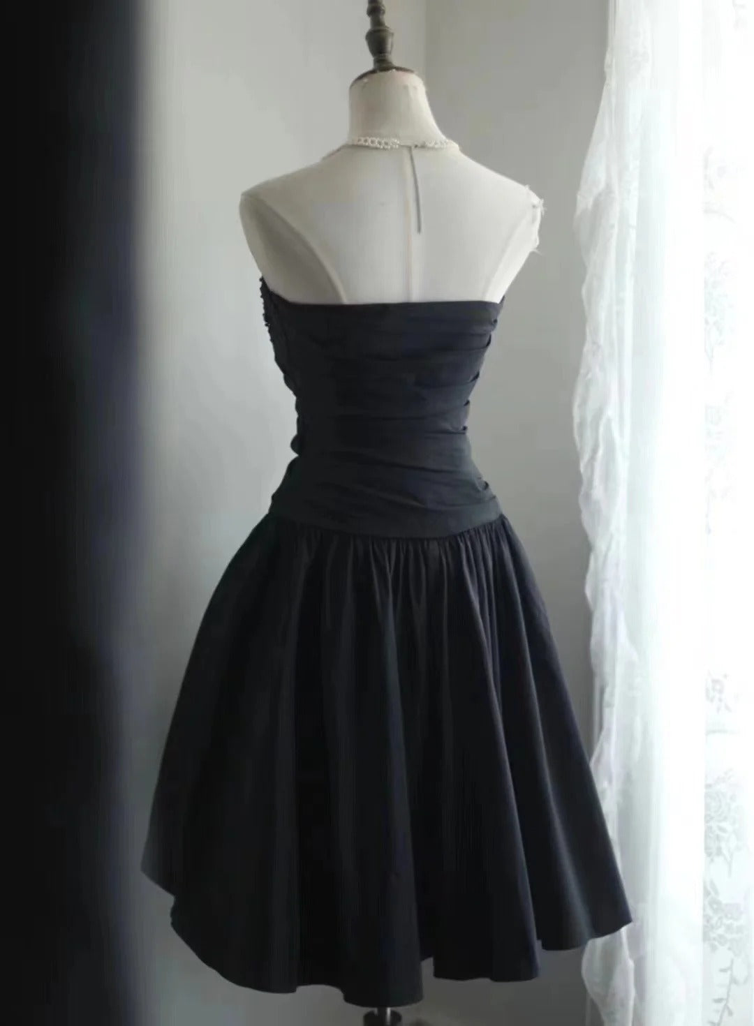 Black Vintage Cute Elegant Exquisite Sweetheart Neckline Pleated Short Princess Taffeta Homecoming Dress Prom Dress Evening Dress Party Dress gh4167