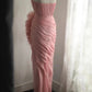 Rosa elegantes einzigartiges langes Tüll-Schrägschnitt-unregelmäßiges Plissee-Fischschwanz-Ballkleid-Dinnerparty-Abendkleid-Hochzeits-Erwachsenenzeremonie-Geburtstagsparty gh4079