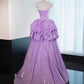 Lila Violett Prinzessin Langes Bodenlanges Satin Ballkleid Abendkleid gh4549
