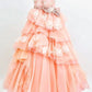 Girlhomeshops - Blau/Rosa Blumenmuster, modisch, wunderschön, elegant, lang, gestuftes Tüll-Ballkleid gh5323